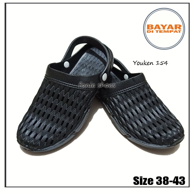 Youken Sandal Selop 38-43 Hitam / Selop Bakpao Baim Karet Karet Laki-laki