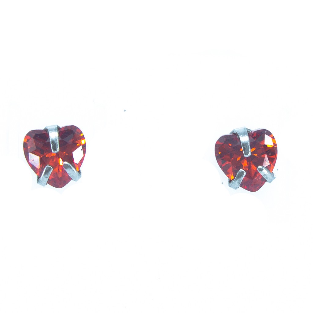Anting Giwang Tusuk Wanita Perak Garnet / Women Silver Stud Earring AW34
