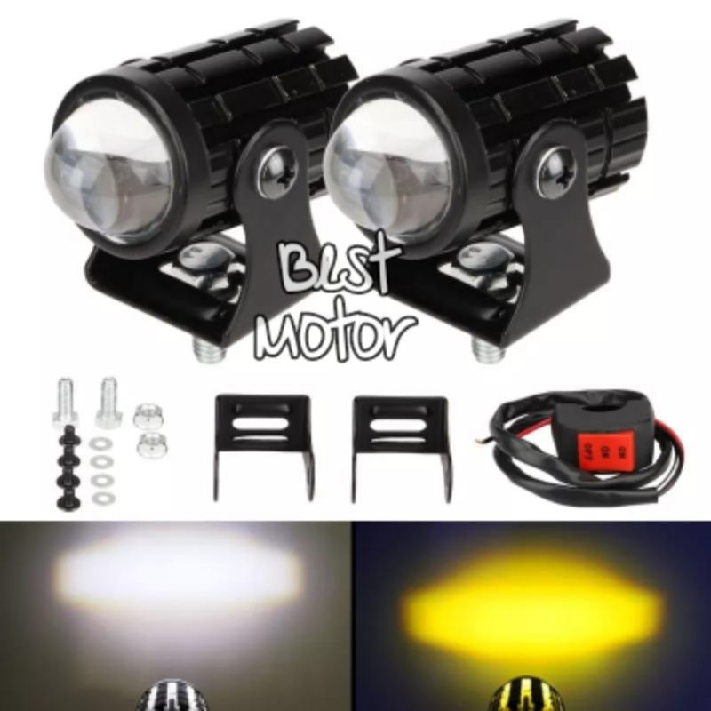 LAMPU TEMBAK LED MINI DRIVING PLUS SAKLAR ON OFF UNIVERSAL LAMPU PUTIH KUNING