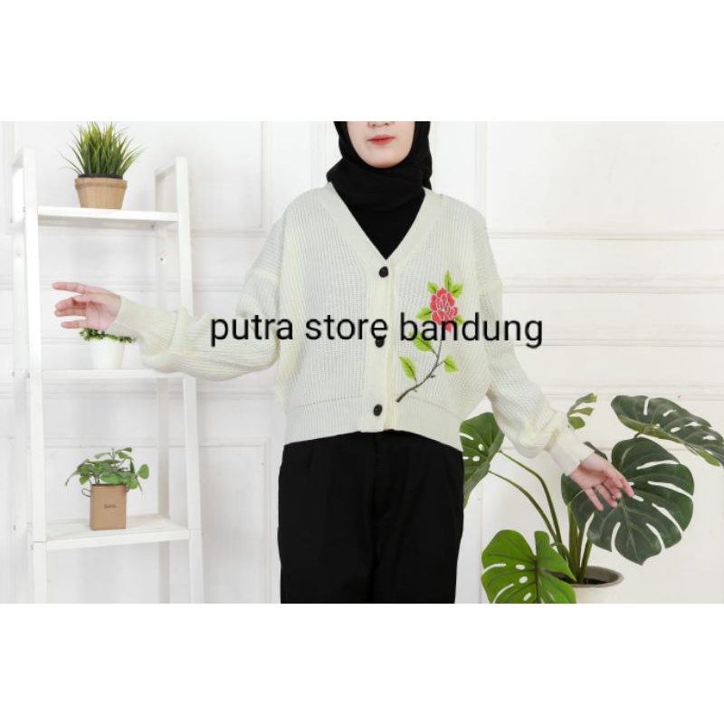 CARDIGAN CROP DITYA BORDIR MOTIF BUNGA PREMIUM