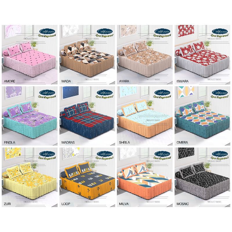 Sprei California Rumbai 180x200 B4 Motif Terbaru 2022 - Sprei Rumbai California 180x200 King B4
