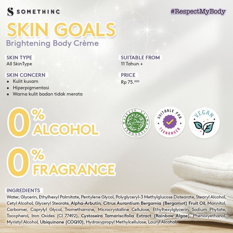SOMETHINC SKIN GOALS Brightening Body Crème 100ml | Body Cream Somethinc Hand Body Lotion Somethinc Whitening Lotion