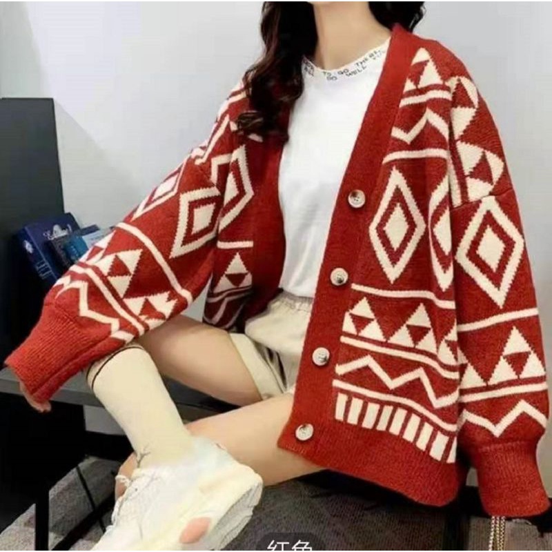 IMPORT SAHARA WOMAN KNIT OVERSIZED CARDIGAN KOREAN STYLE KARDIGAN RAJUT WANITA