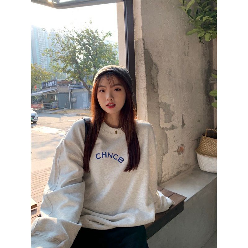 (S - 6XL) Sweater Korean Harajuku Style CHNCB Oversize Crewneck BIG SIZE S M L XL XXL XXXL XXXXL 4XL 5XL 6XL Oblong Sweatshirt Unisex Jumbo Cream Beige Peach Abu abu