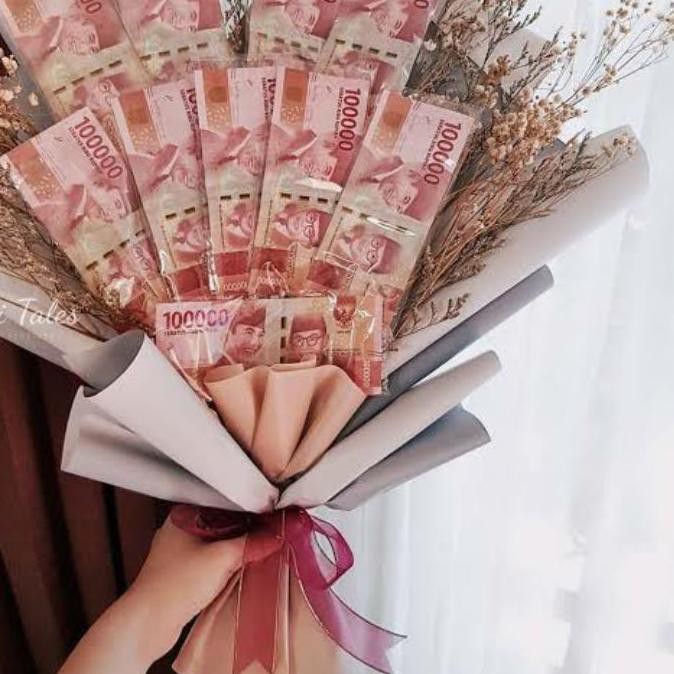 ♪ Souvenir Uang Mahar Asli (Seratus R.i.b.u) 100rb Money Bouquet ♀