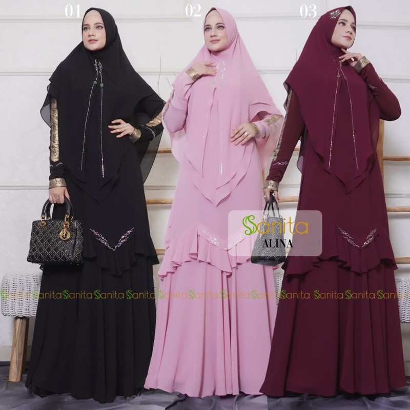 Gamis Alina Syari Original By Sanita (READY SIAP KIRIM)