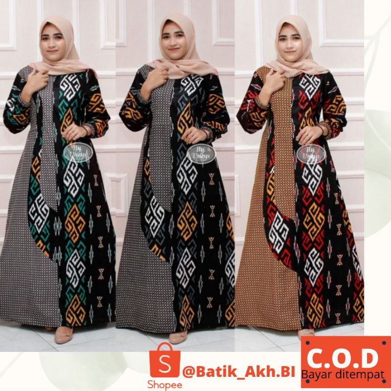 BAJU GAMIS BATIK WANITA - BAJU BATIK GAMIS ALLSIZE JUMBO model terbaru mix embos
