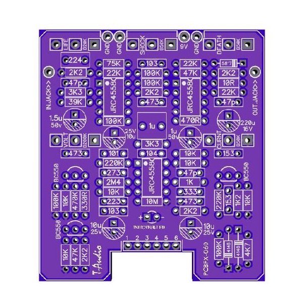 T-Audio PCBFX-060 Based On Yerasov 7000 Distortion Distorsi PCB Pedal Efek Gitar
