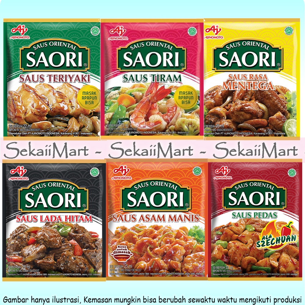 

SAORI Saus Bumbu Masak instant - Teriaki / Tiram / Mentega / Asam Manis / Lada Hitam / Pedas Szechuan