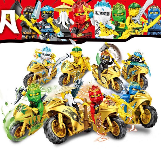 SY 7600 Minifigures Ninjago Golden Motorcycle Set isi 8
