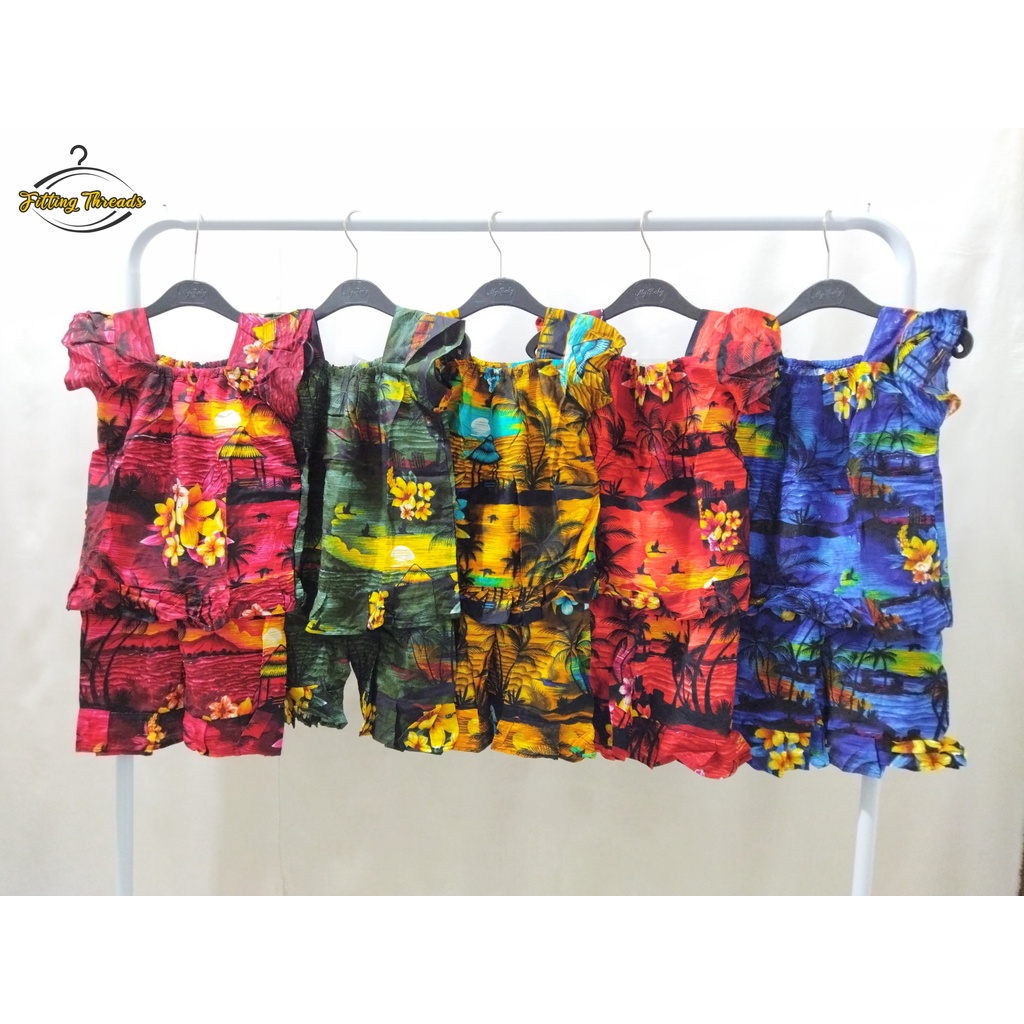 BAJU SETELAN ANAK PEREMPUAN PANTAI KELAPA KHAS HAWAI BALI / STELAN ANAK CEWEK PANTAI 1-7 TAHUN