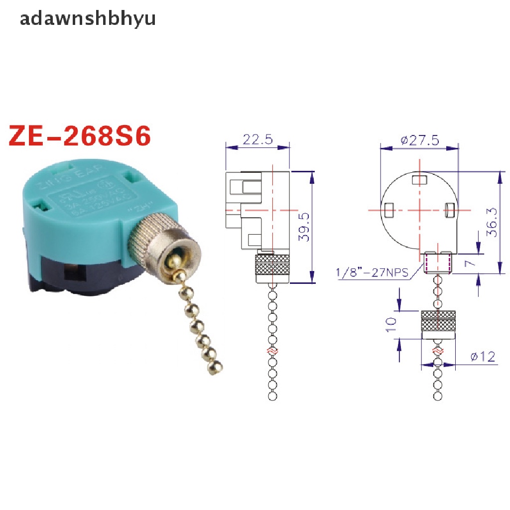 Adawnshbhyu Saklar Kipas Angin Plafon 3speed 4kabel ZE-268S6 Kipas Tarik Rantai Speed Control Switch