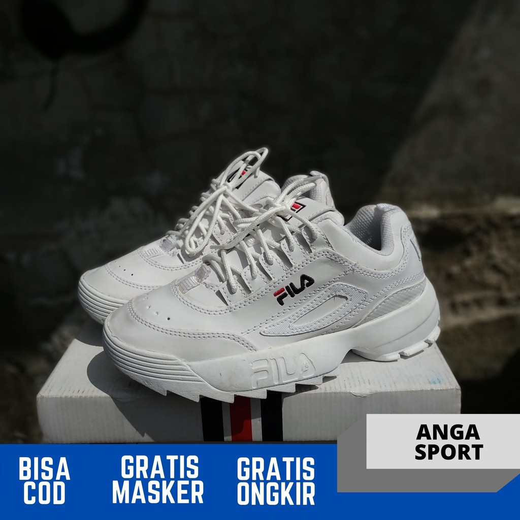 SEPATU SNEAKERS WANITA DISRUPTOR 2 FULL WHITE KASUAL SPORT CEWEK RUNNING TERMURAH MADE IN VIETNAM