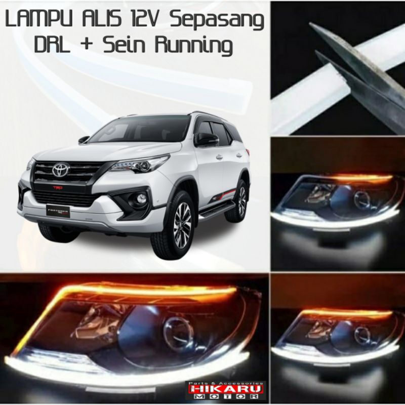 Lampu Alis Mobil All New FORTUNER VRZ Led Drl Sein Running Sen Jalan Sepasang Slim High Quality