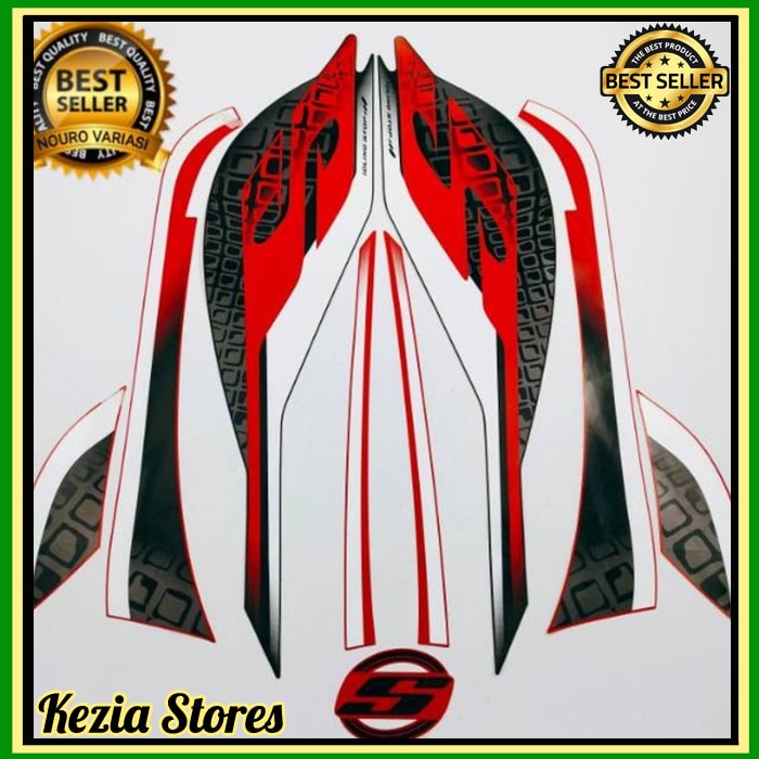 Murah stiker striping motor honda scoopy 2019 sporty hitam merah list body standar terbaik termurah 