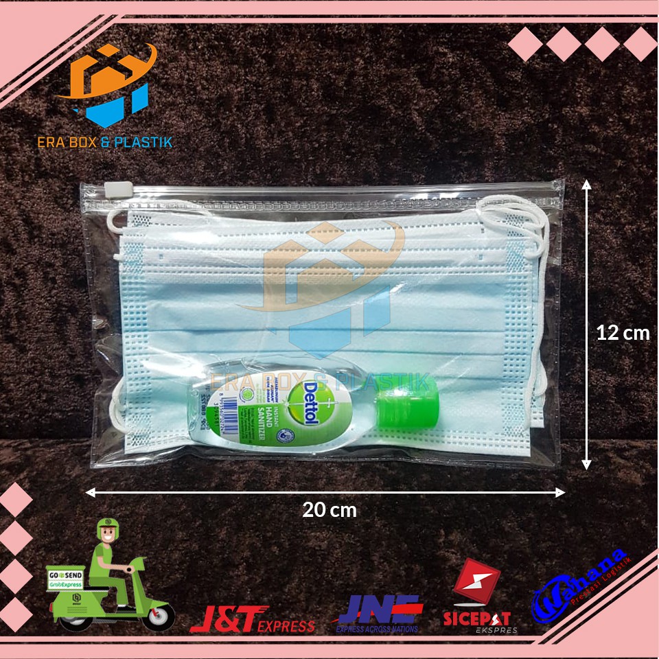 Plastik Mika Zipper Uk. 20x12 cm | 1 Pack Isi 10 Pcs | Dompet Zipper Untuk Masker