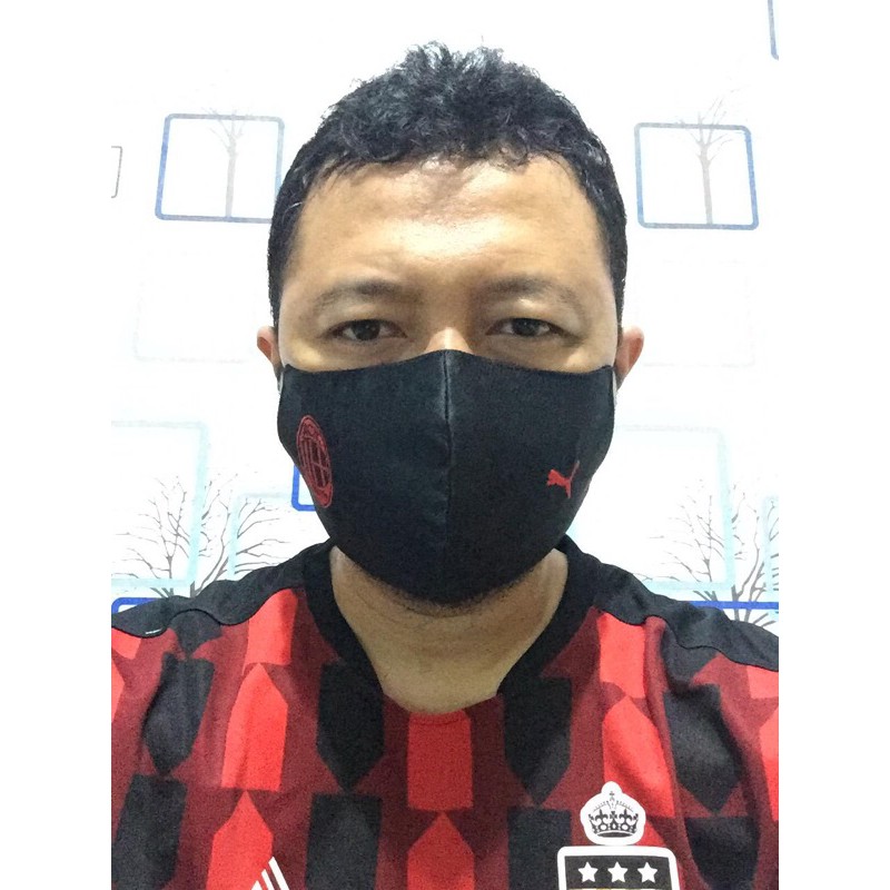 Masker Bordir Bola Milan Kain Katun 3 Ply