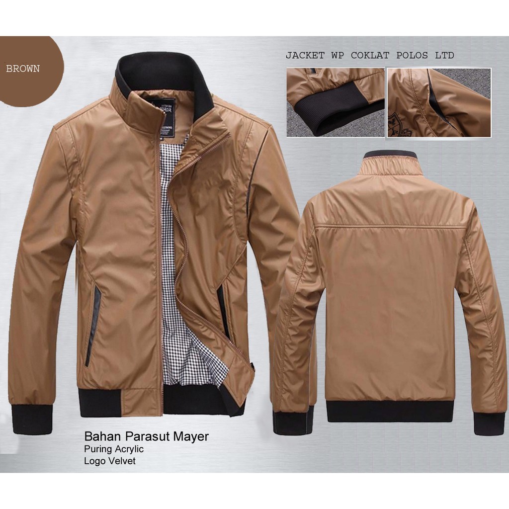 Jaket Wp Coklat Bahan Waterproof Anti Air Tersedia 6 Warna Jaket Wp Coklat Bahan Waterproof Anti Air Tersedia 6 Warna
