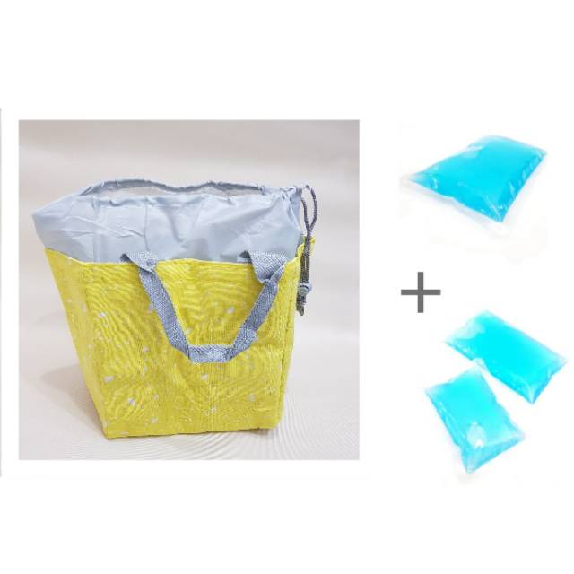 Cooler bag serut tali + 3 Blue ice gel / PAKET PROMO SC02 Y1