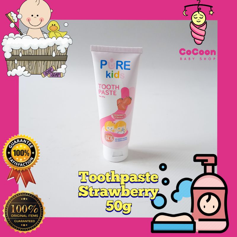 Pure Kids Toothpaste Strawberry Flavour 50g 50 g / Odol Pasta Gigi Anak