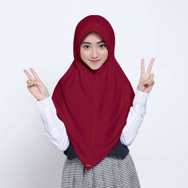 Kerudung anak kerudung sekolah zoya hijab instan juara midi maroon kerudung zoya instan jilbab