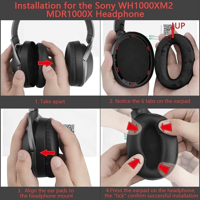 Earpad Sony WH-1000XM2 MDR-1000X Earcup Ear Cushion XM2 Pads Headphone