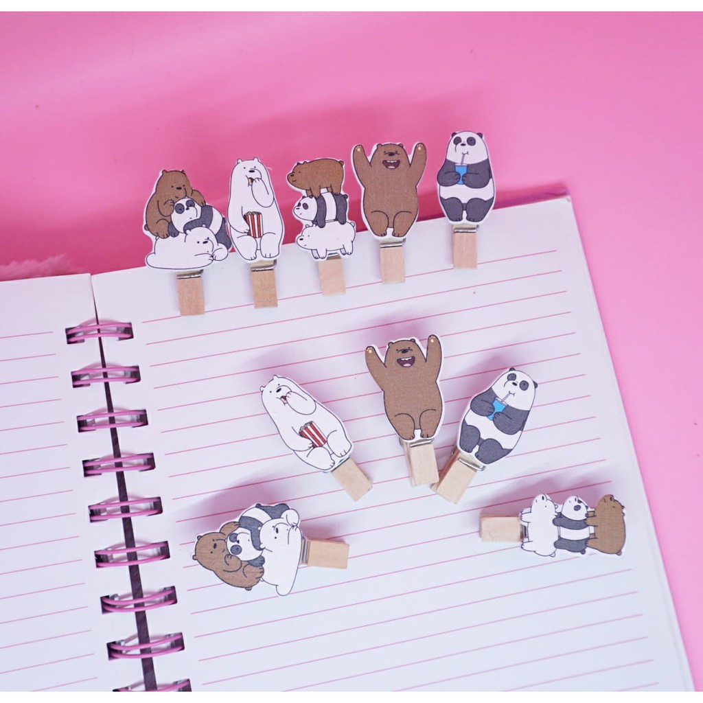 JEPITAN FOTO WE BARE BEARS ISI 10 PCS TUMBLR PHOTO CLIP FREE TALI MURAH PAN PAN ICE BEAR GRIZZLY