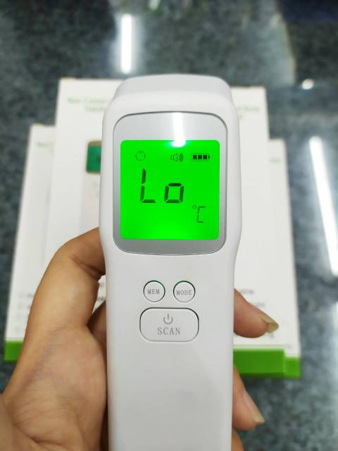 Themometer infrared thermogun non kontak 3 warna layar indikator model elegan slim pas di saku