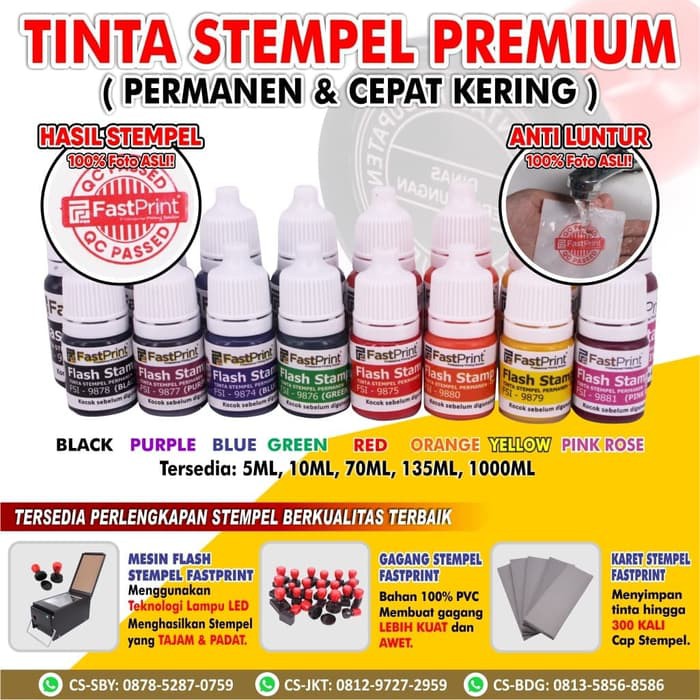 

Terlaris Tinta stempel Flash Fast Print warna merah (Red Ink) 5ml Keren