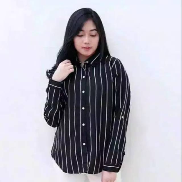 Kemeja Salur Stripy Wanita