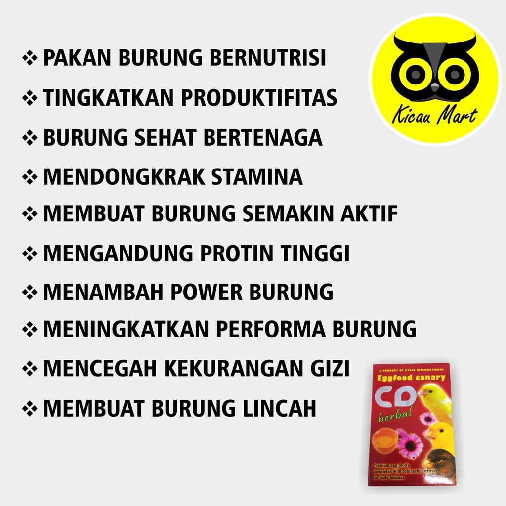 PAKAN MAKANAN HARIAN TERNAK BURUNG KENARI FINCH LOVEBIRD EF SPER CD HERBAL EGG FOOD EGGFOOD PCDHPIR