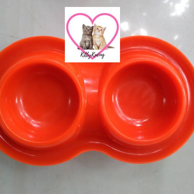 Tempat Makan Minum Kucing Anti Semut Double Bowl