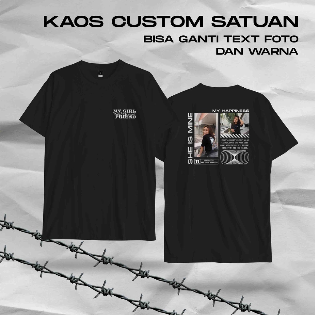 Kaos Custom Foto Sendiri / Kaos Sablon Jumbo Big Size Satuan Gambar Nama Tulisan Kata Kata Desain Se