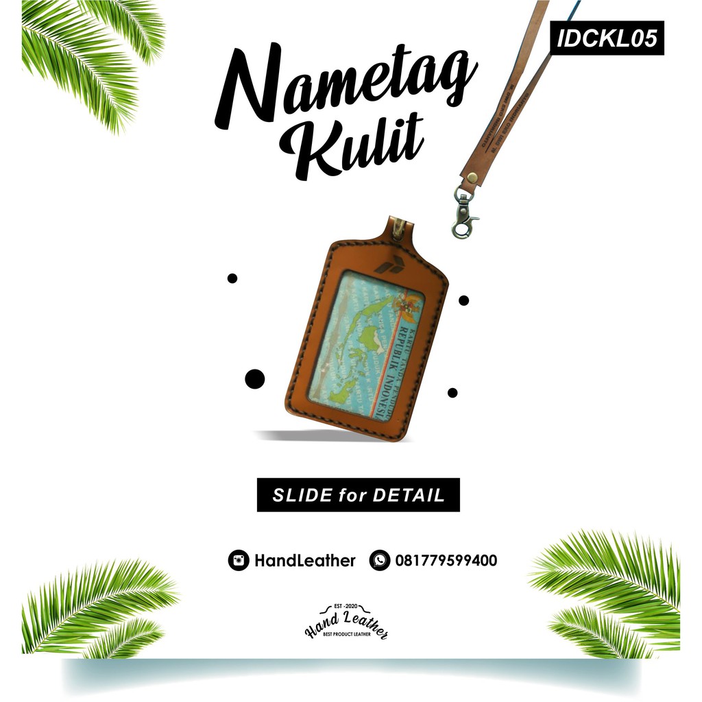 

Name tag holder kulit asli id card holder kualitas premium free gravir