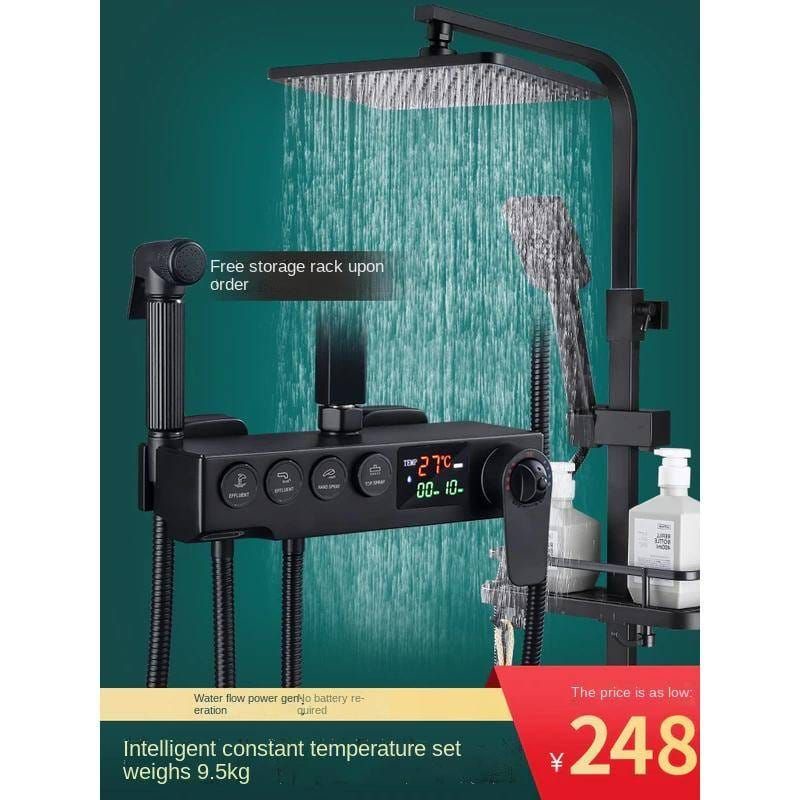 [] NABILASHOPOFFICIAL.ID [] Shower Hitam Shower Head Set Tembaga Shower Kamar Mandi Supercharged Sho