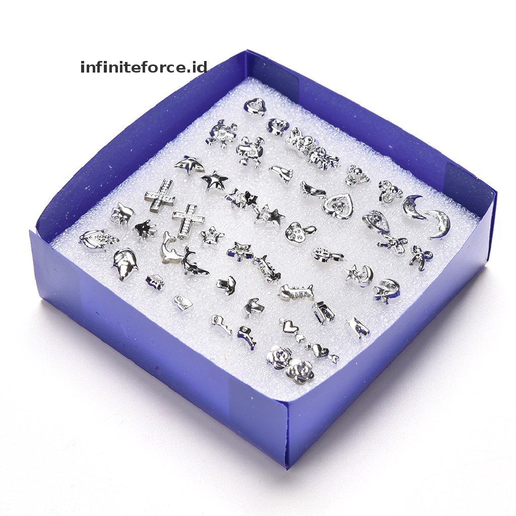 (Infiniteforce.Id) 24 Pasang Anting Tusuk Lapis Silver Untuk Wanita