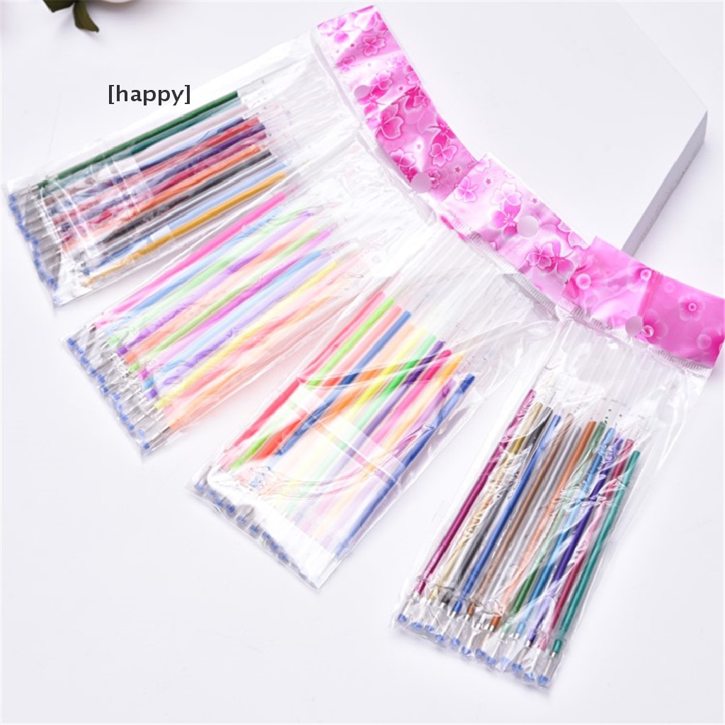 HA 48pcs Fluorescent Gel Ink Pen Refills Watercolor Brush Colorful Stationery Neon Set ID