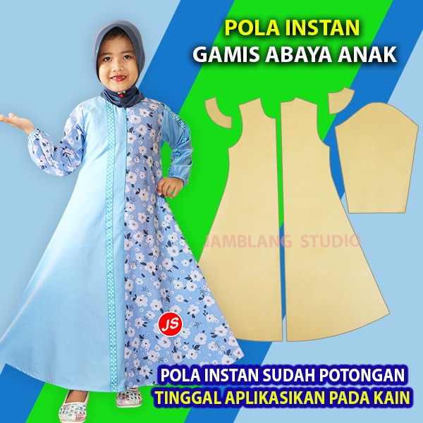 Pola Instan Gamis Terusan Abaya Anak [ Pola Baju Jamblang Studio ]
