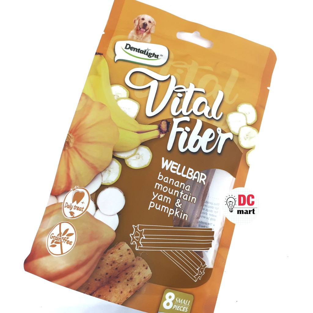 Dentalight Vital Fiber FRUIT 80 Gr / Snack Anjing Dental bentuk Brush dan Wellbar