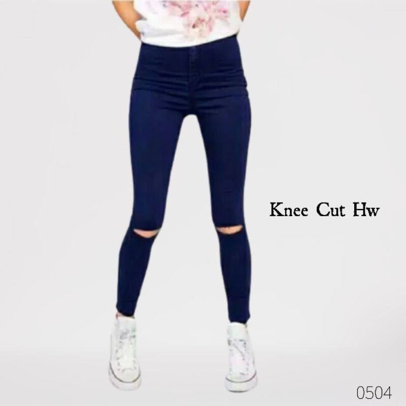 Celana Highwaist Sobek Lutut Skinny Jeans