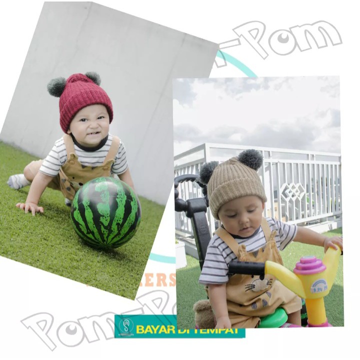 Kupluk Pom Pom Polos BB-27/ Kupluk Bayi Pom Pom/Kupluk Pom Pom Anak / Kupluk polos Anak/ Kupluk Rajut Anak/ Topi Bayi Newborn/Topi Rajut Bayi Newborn