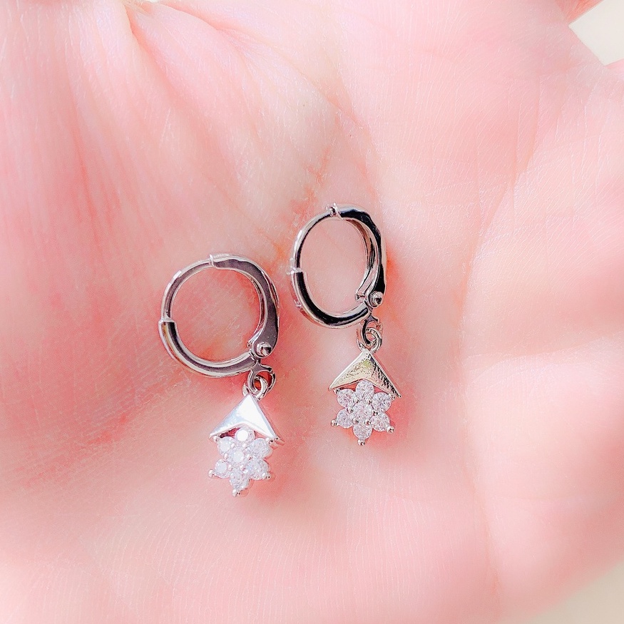 Anting Wanita Daun Bintang Zirconia Silver Xuping