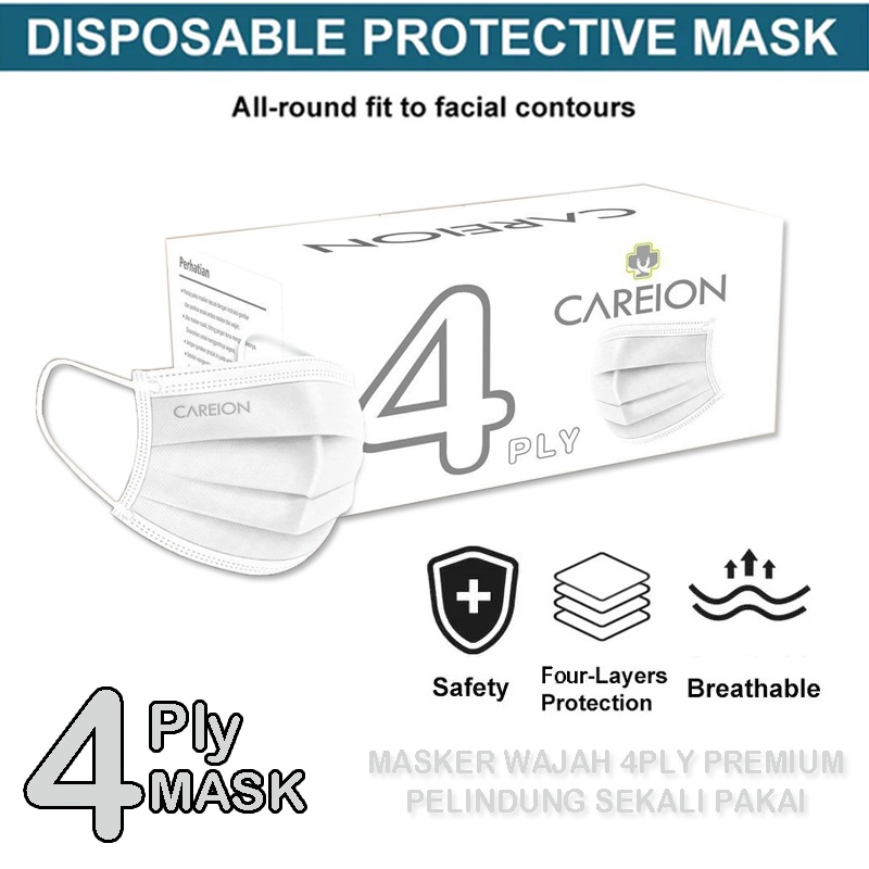 1Box/Isi 50Pcs Masker Medis Earloop Mask Disposable Mask Original Masker Mulut Tersegel Murah