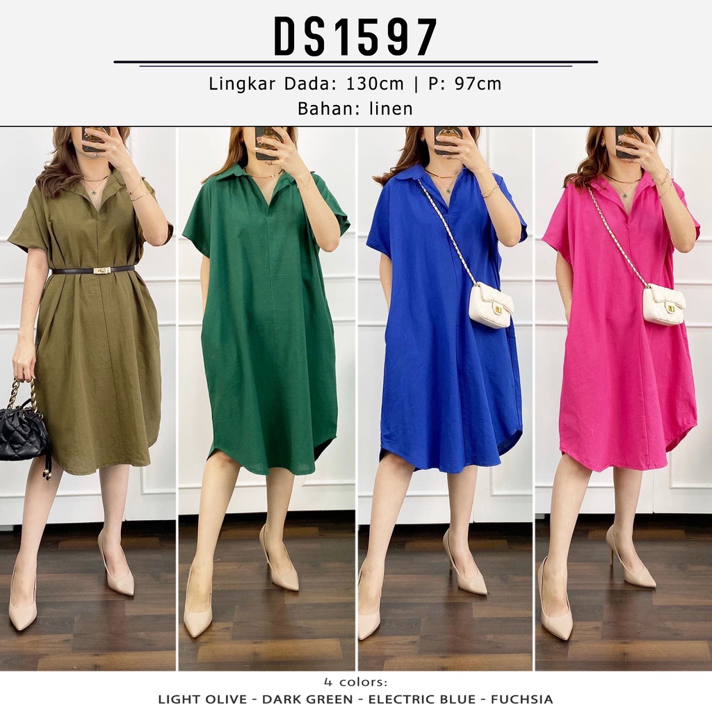 DS1597 Orin Linen Dress | Dress Linen Bumil