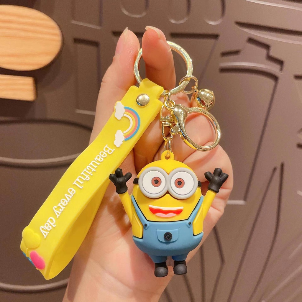 Gantungan Kunci Boneka Minions Kevin Bob 6 Model Bahan PVC Untuk Pasangan