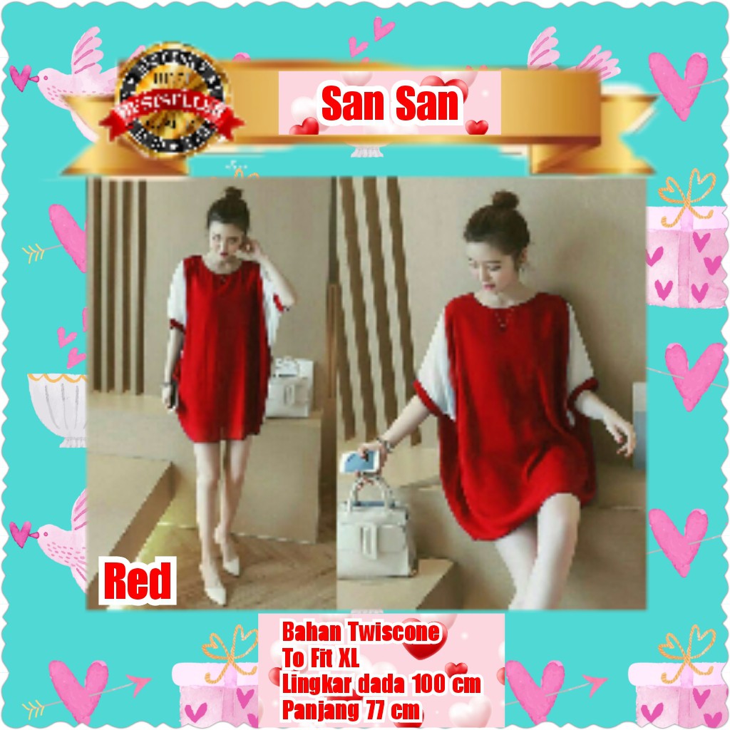 SAN SAN / BLOUSE / RED / BLUE / TERPOPULER / TERLARIS / TERMURAH