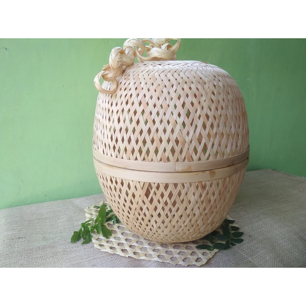 Kap Lampu Gantung Bambu Bulat 2 Lapis