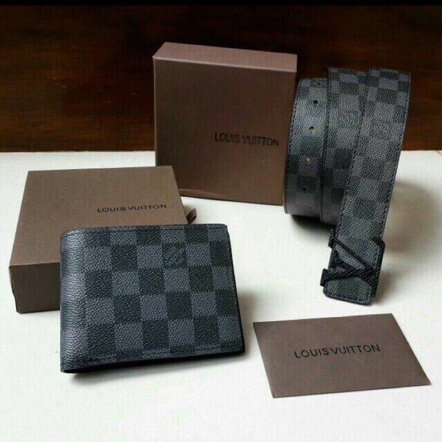 Ikat pinggang lv couple ban pinggang  dompet lv 1 set sabuk lv couple