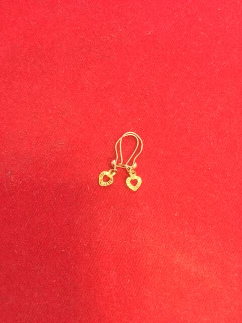 Anting anak dan dewasa emas asli kadar 700 70% 22 0.5 0,5 setengah g gr gram gold ubs panjang tali bulat