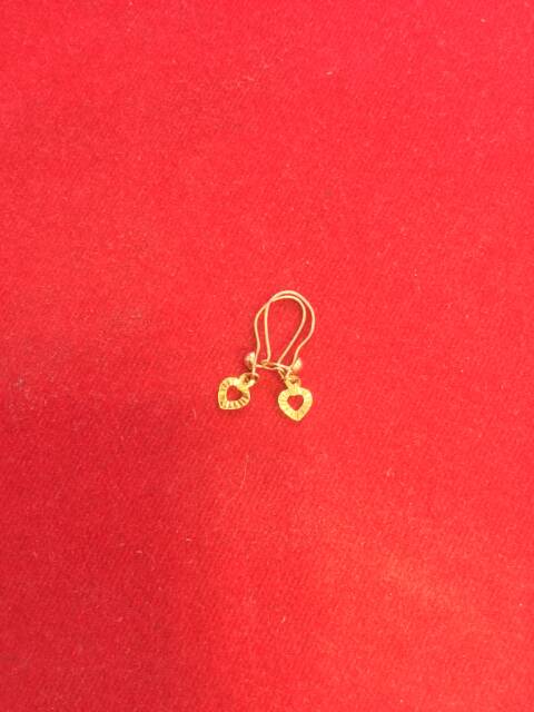 Anting anak dan dewasa emas asli kadar 700 70% 22 0.5 0,5 setengah g gr gram gold ubs panjang tali bulat